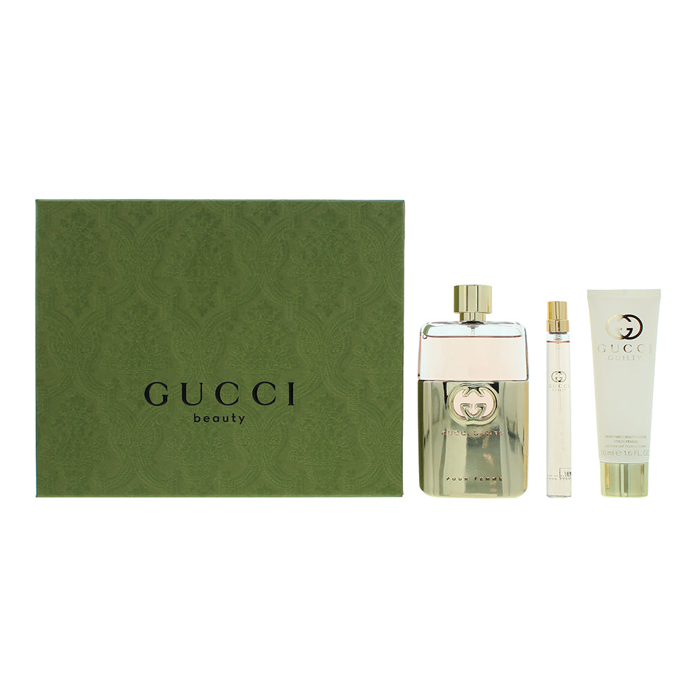 Gucci Guilty Pour Femme 3 Piece Gift Set: Eau de Parfum 90ml - Eau de Parfum 10m  | TJ Hughes