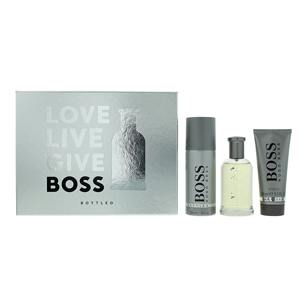 Hugo Boss Bottled 3 Piece Gift Set: Eau de Toilette 100ml - Shower Gel 100ml - D  | TJ Hughes