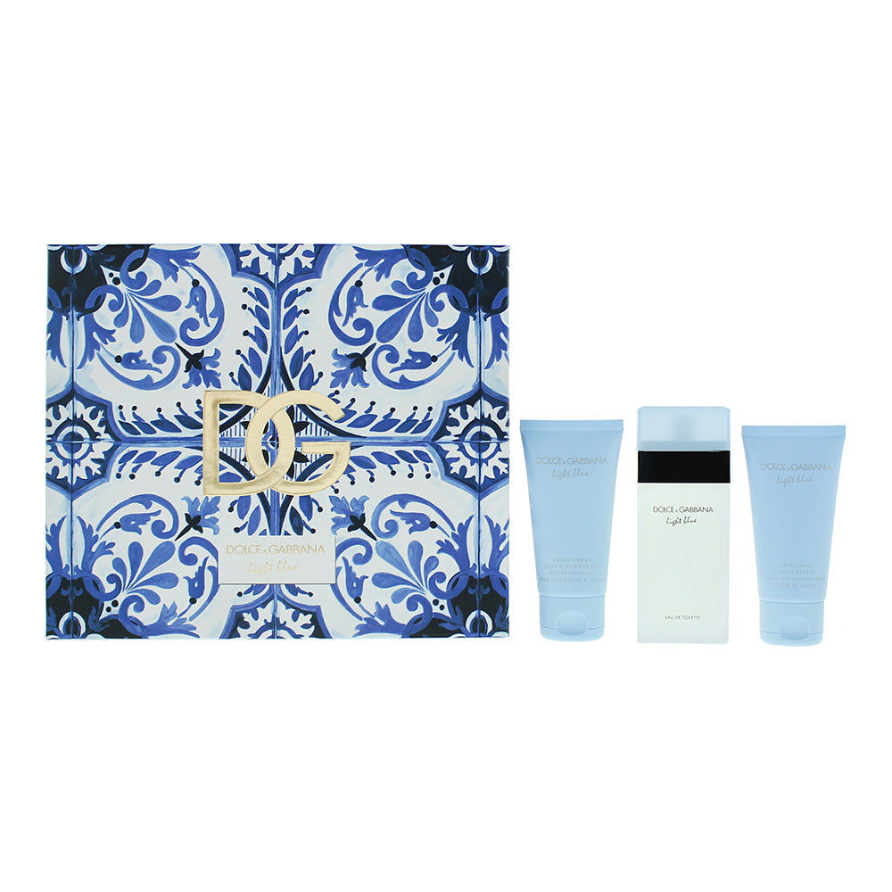 Dolce & Gabbana Light Blue 3 Piece Gift Set: Eau De Toilette 50ml - Shower Gel 50ml - Body Cream 50ml