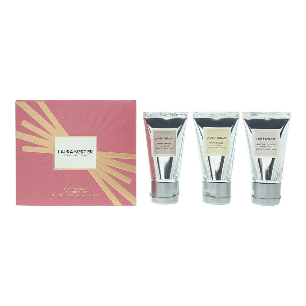 Laura Mercier Party Of Three Hand Cream Set 3 x 30ml - Almond Coconut - Creme Brulee - Ambre Vanille