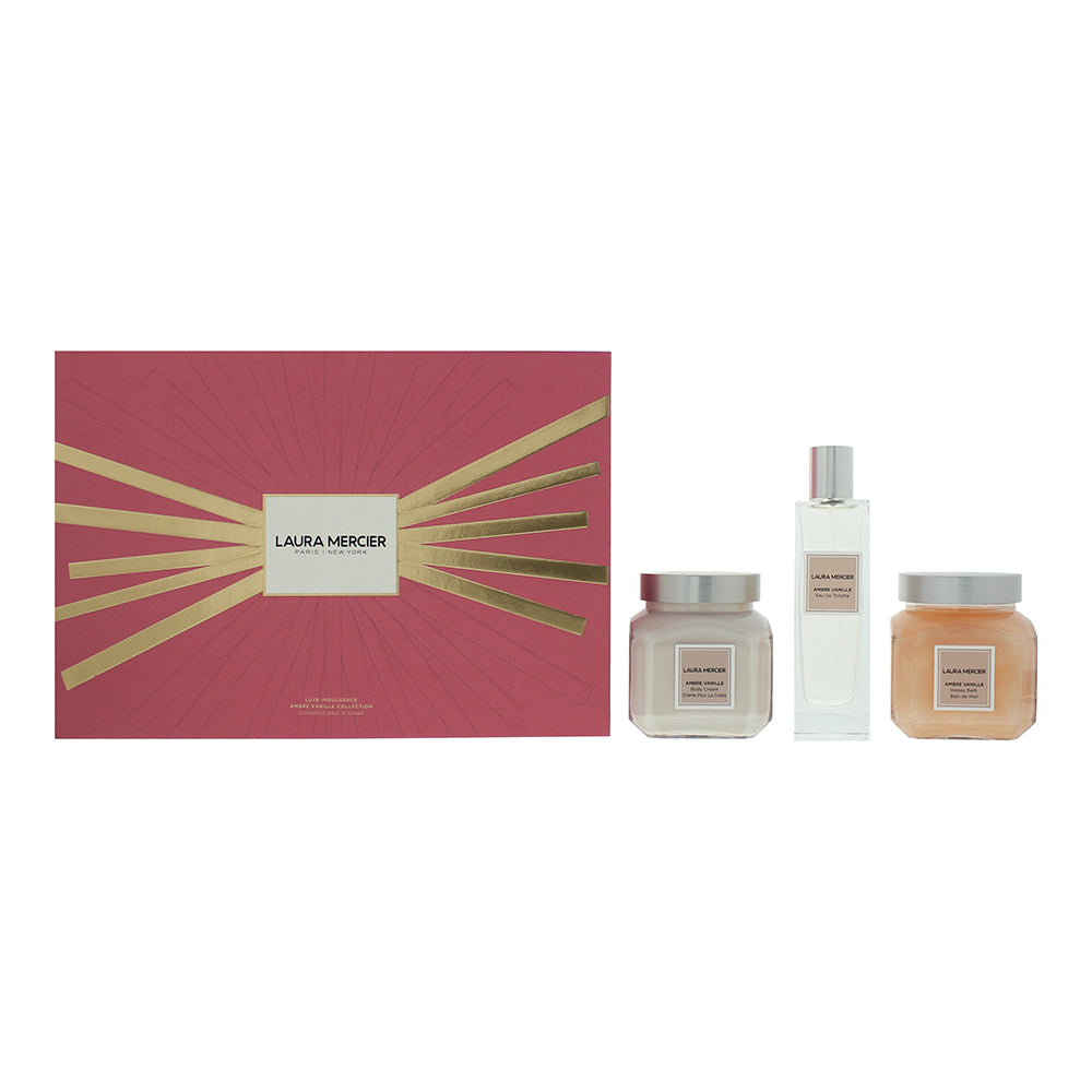 Laura Mercier Luxe Indulgence Ambre Vanille 3 Piece Gift Set: Honey Bath 200ml - Body Cream 200ml - Eau de Toilette 50ml