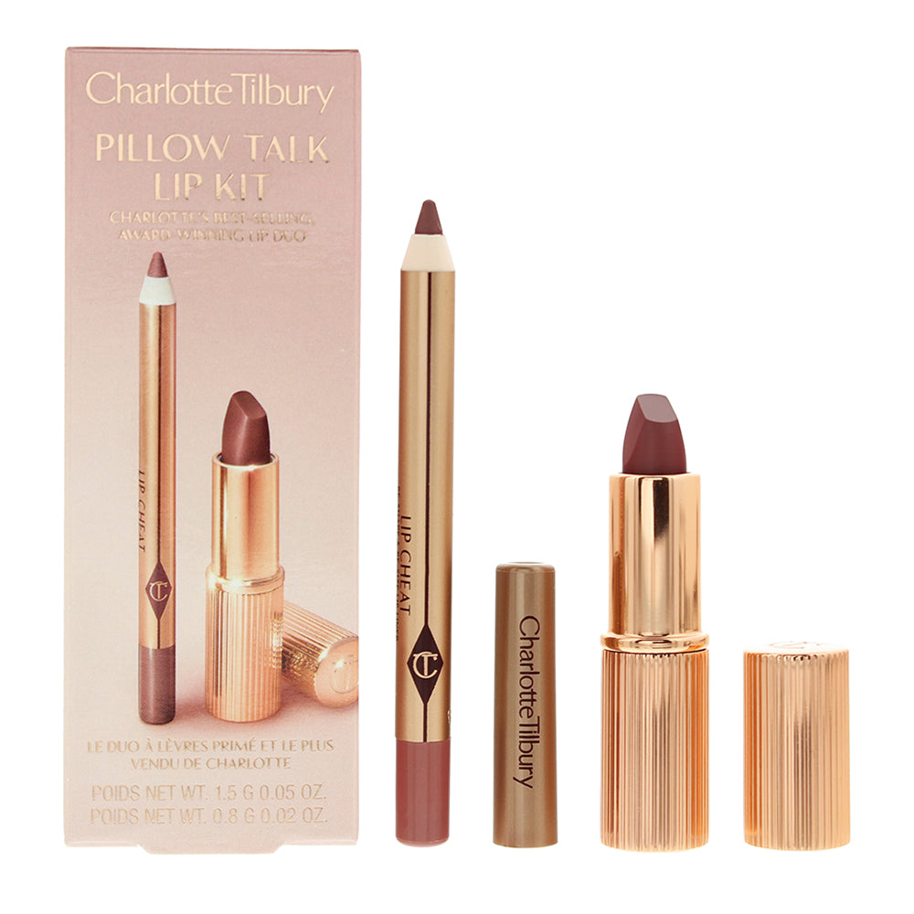 Charlotte Tilbury Pillow Talk Lip Kit 2 Piece Gift Set: Lip Liner 0.8g - Lipstick 1.5g  | TJ Hughes