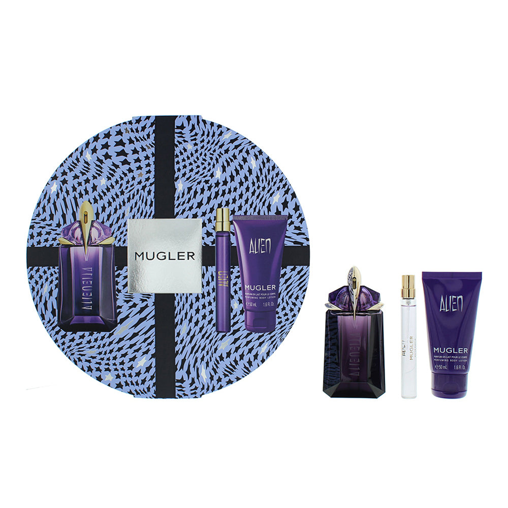 Mugler Alien 3 Piece Gift Set: Eau de Parfum 60ml - Body Lotion 50ml - Eau de Parfum 10ml