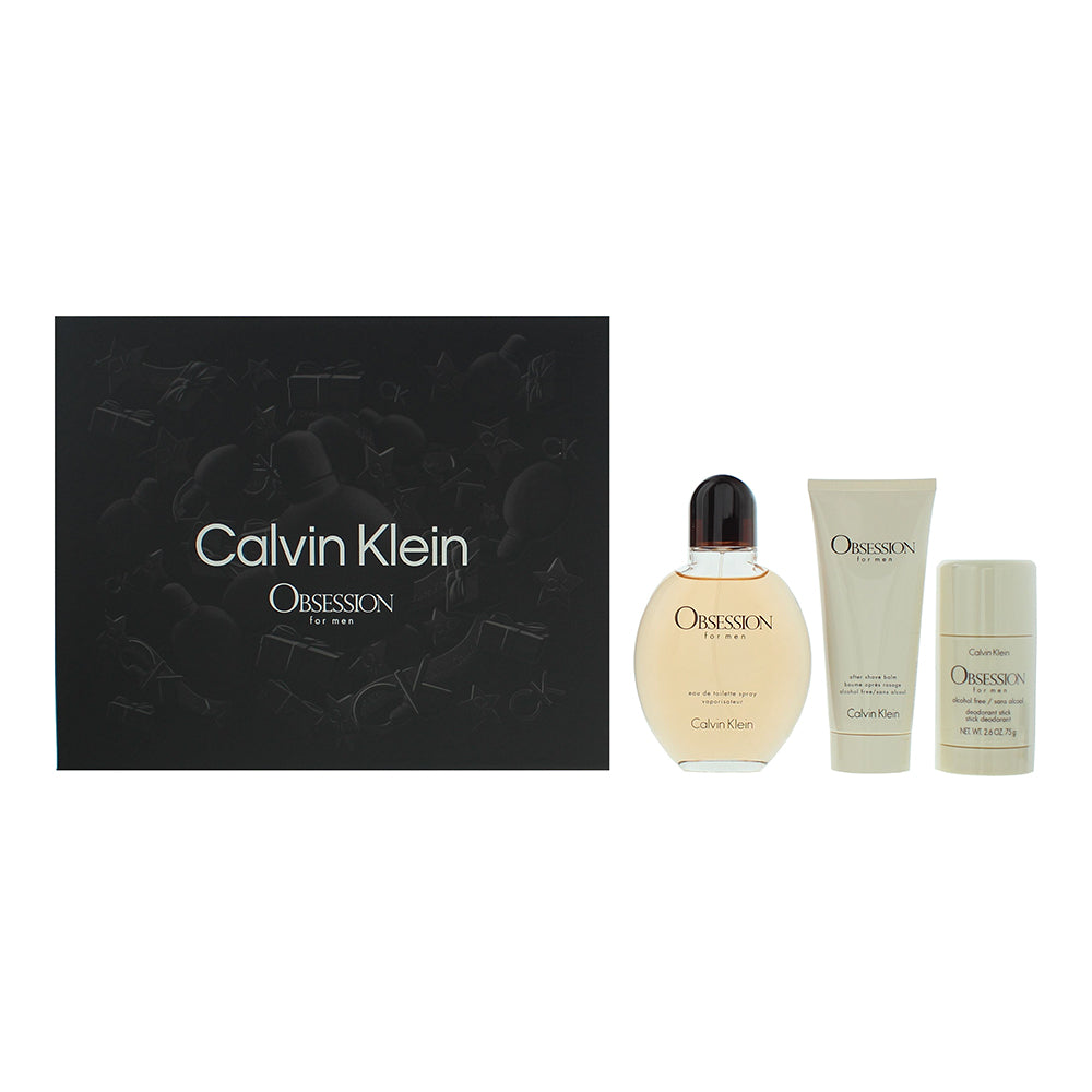 Calvin Klein Obsession For Men 3 Piece Gift Set: Eau de Toilette 125ml - Aftersh