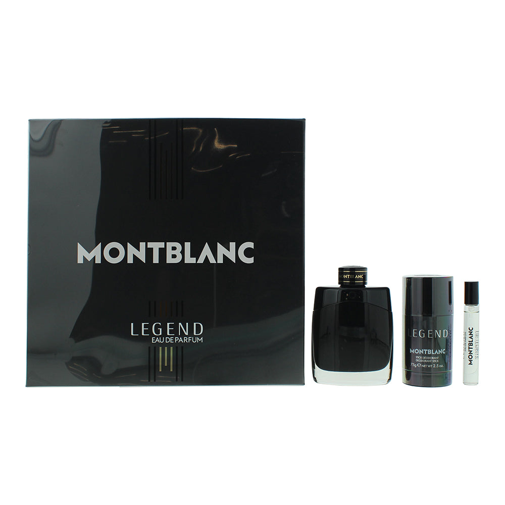 Montblanc Legend 3 Piece Gift Set: Eau De Parfum 100ml - Eau De Parfum 7.5ml - Deodrant Stick 75g  | TJ Hughes