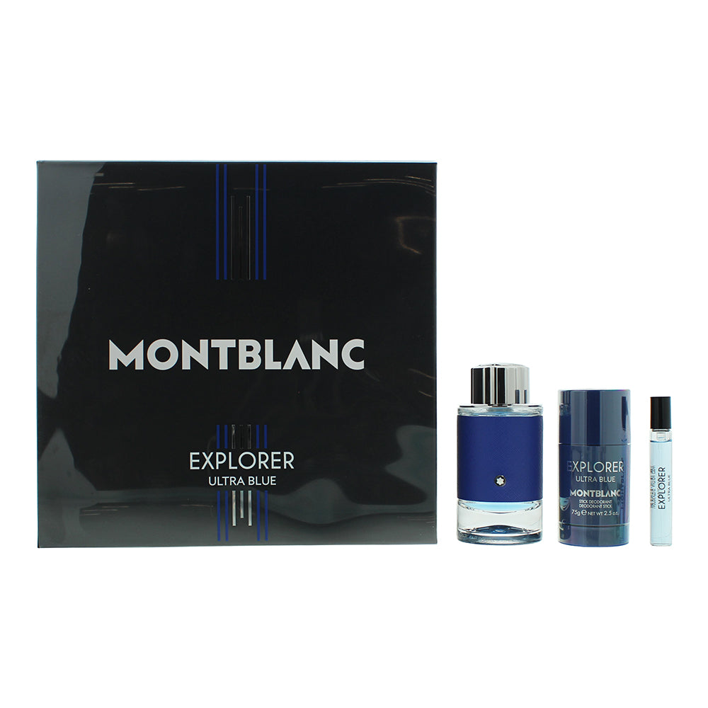 Montblanc Explorer Ultra Blue 3 Piece Gift Set: Eau De Parfum 100ml - Eau De Par  | TJ Hughes