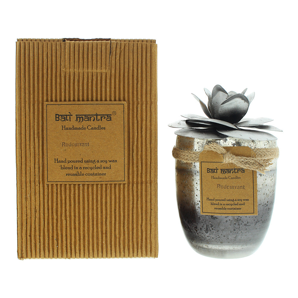 Bali Mantra Camellia Glass Silver Redcurrant Candle 500g  | TJ Hughes