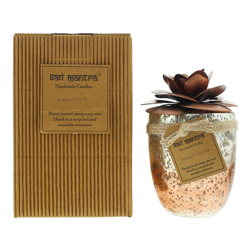 Bali Mantra Camellia Glass Copper French Vanilla Candle 500g  | TJ Hughes