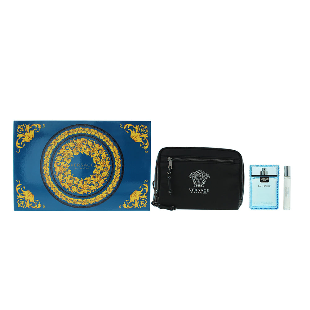 Versace Man Eau Fraiche 3 Piece Gift Set: Eau De Toilette 100ml - Eau De Toilett