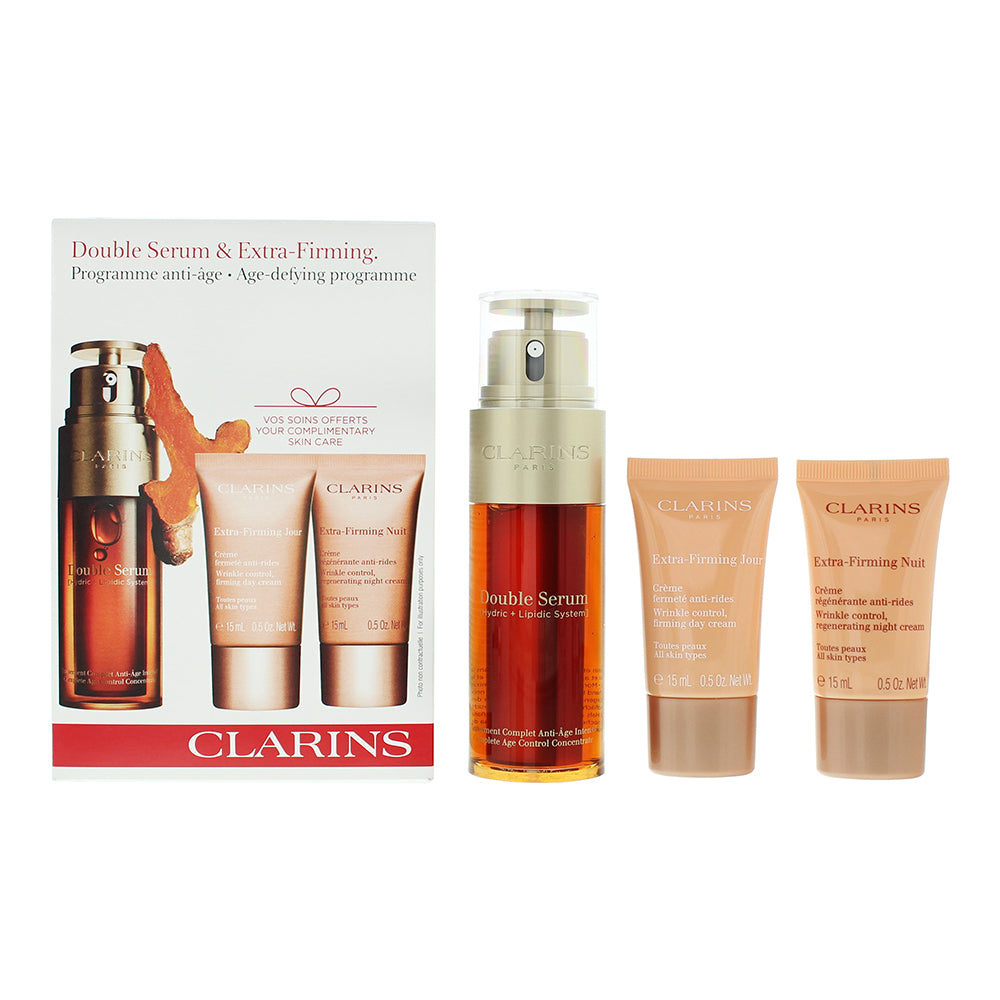 Clarins Double Serum 3 Piece Gift Set: Double Serum 50ml - Extra-Firming Day Cre  | TJ Hughes