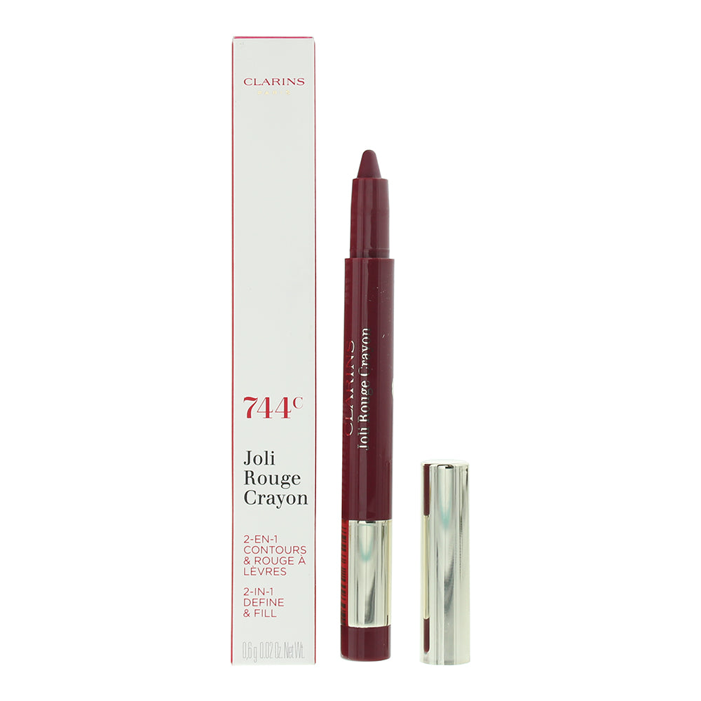 Clarins Joli Rouge 2 In 1 Define & Fill 744C Plum Lip Crayon 0.6g  | TJ Hughes