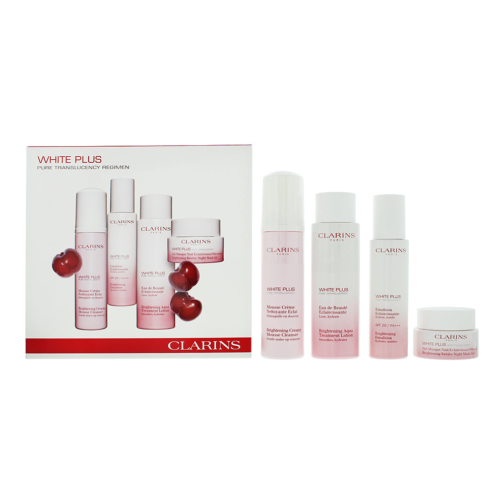 Clarins White Plus 4 Piece Gift Set: Mousse Cleanser 150ml -Brightening Emulsion  | TJ Hughes