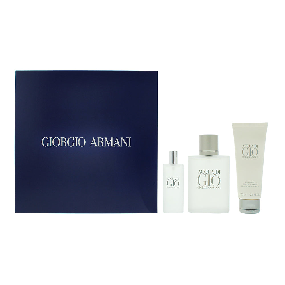 Giorgio Armani Acqua Di Gio 3 Piece Gift Set: Eau De Toilette 100ml - Shower Gel  | TJ Hughes