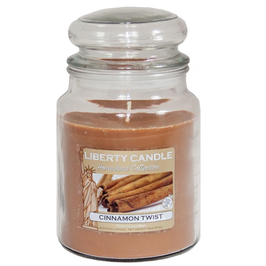 Liberty  Candle 18oz Glass Jar Bubble Lid - Cinnamon Twist - LIBERTY CANDLE  | TJ Hughes