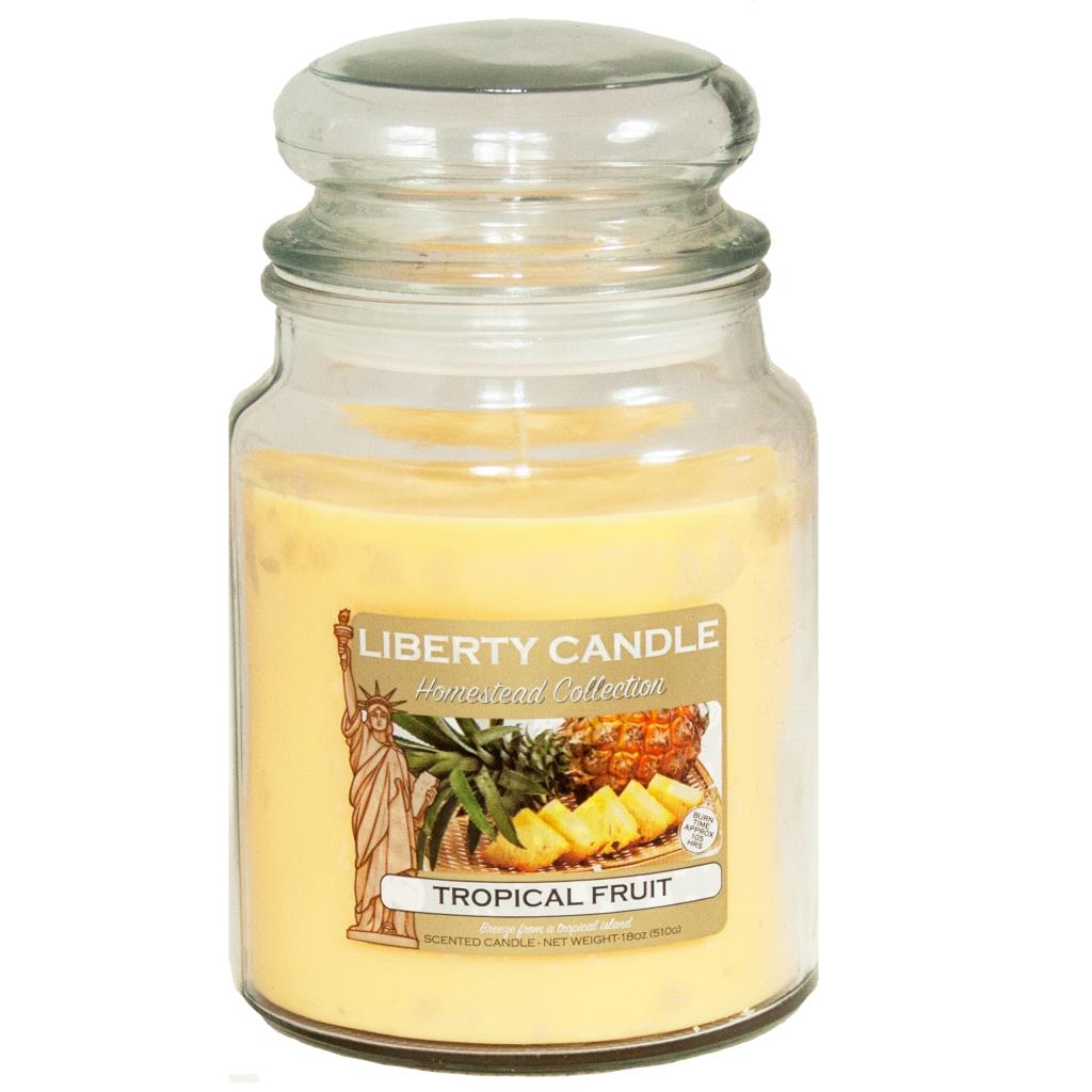 Liberty Candle 18oz Glass Jar Bubble Lid - Tropical Fruit  | TJ Hughes