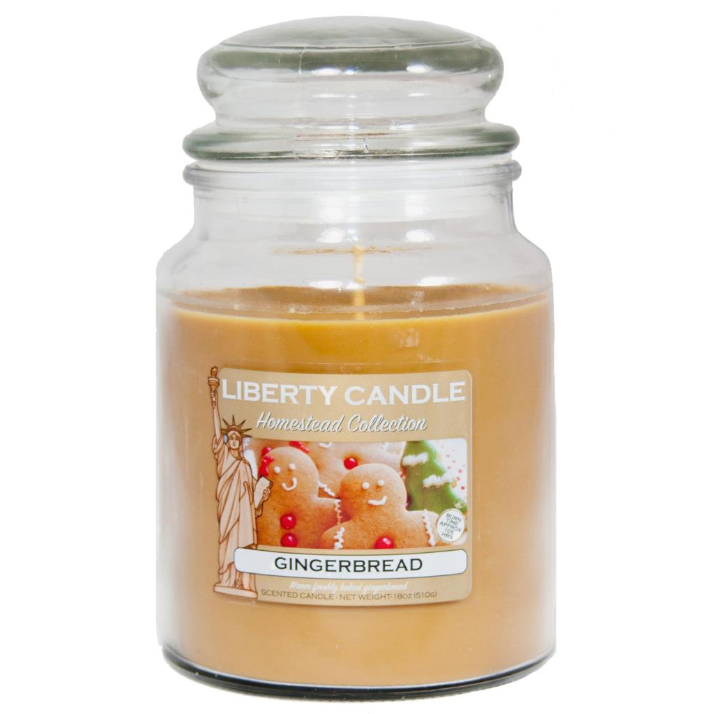 Liberty Candle Homestead Candle 18oz Glass Jar Bubble Lid - Gingerbread