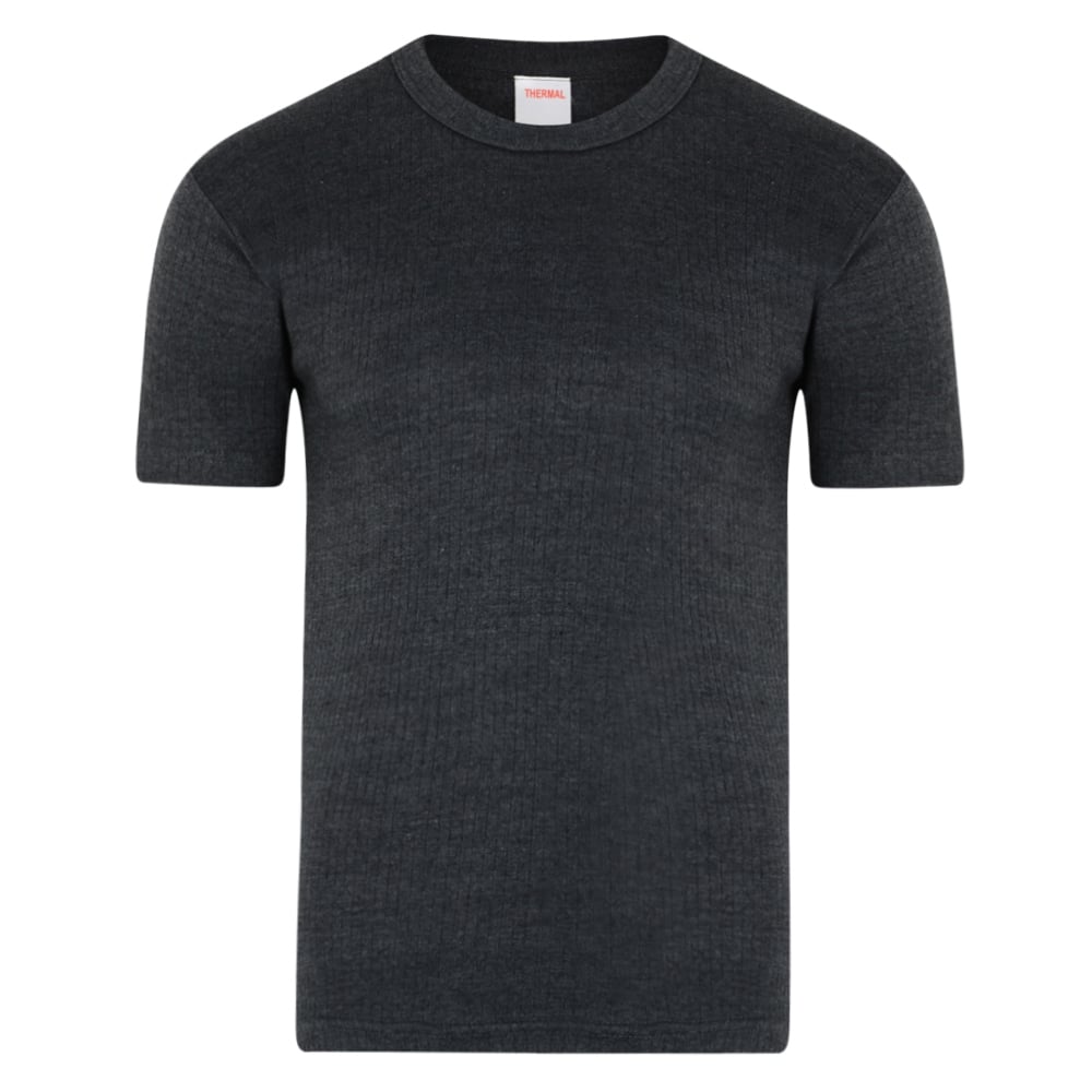 Men’s Thermal Short Sleeved T-Shirt- Grey - Small - TJ Hughes White