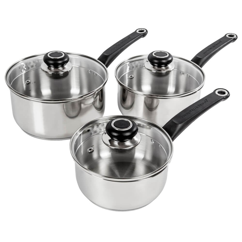 Morphy Richards 3 Piece Sauce Pan Set 16cm 18cm 20cm - Stainless Steel  | TJ Hughes