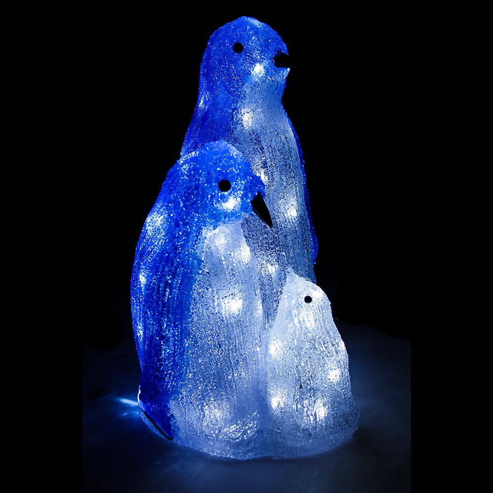 Christmas Sparkle Indoor Acrylic Penguin Family 40cm with 60 Super Bright White LEDS 30x23x40cm  | TJ Hughes