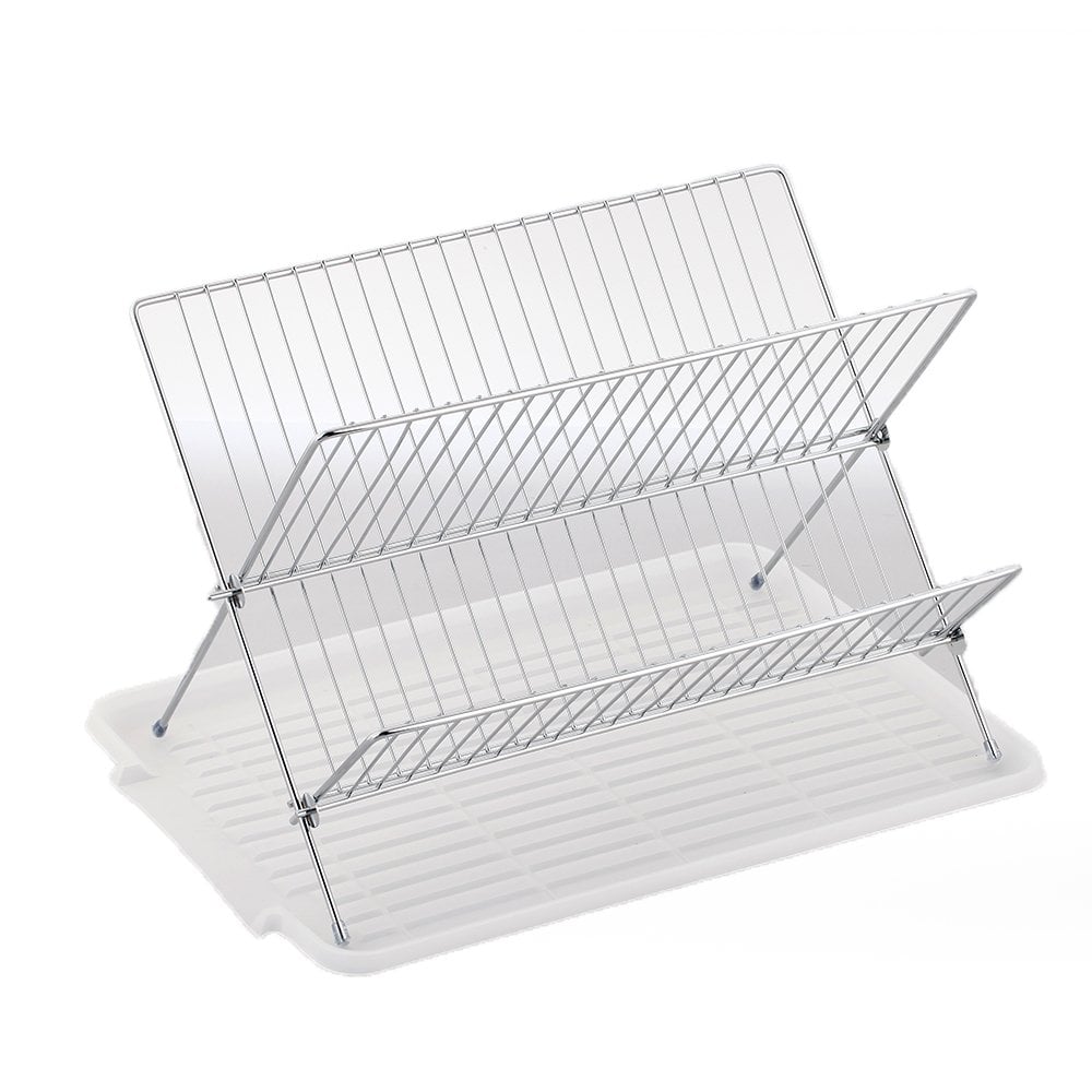 Lewis’s Dish Drainer With Tray Folding Chrome  | TJ Hughes
