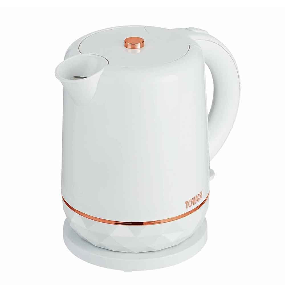 Tower Rose Gold Edition Plastic 1.5L 2.2KW Jug Kettle - White/Rose Gold