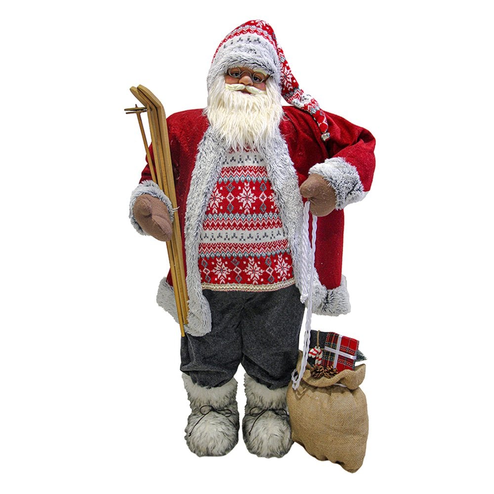 Red Traditional Standing Santa Claus | Father Christmas Novelty Grotto Decoration | Comes in 4 Sizes (Red - 80cm) - TJ Hughes