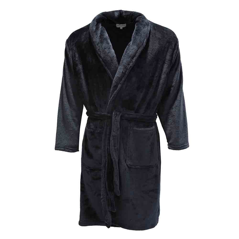 Mens Hutson Harbour Plain Dressing Gown - Black - Large  | TJ Hughes