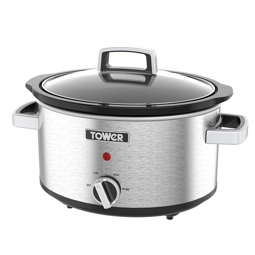 Tower 3.5L Stainless Steel Slow Cooker - Silver