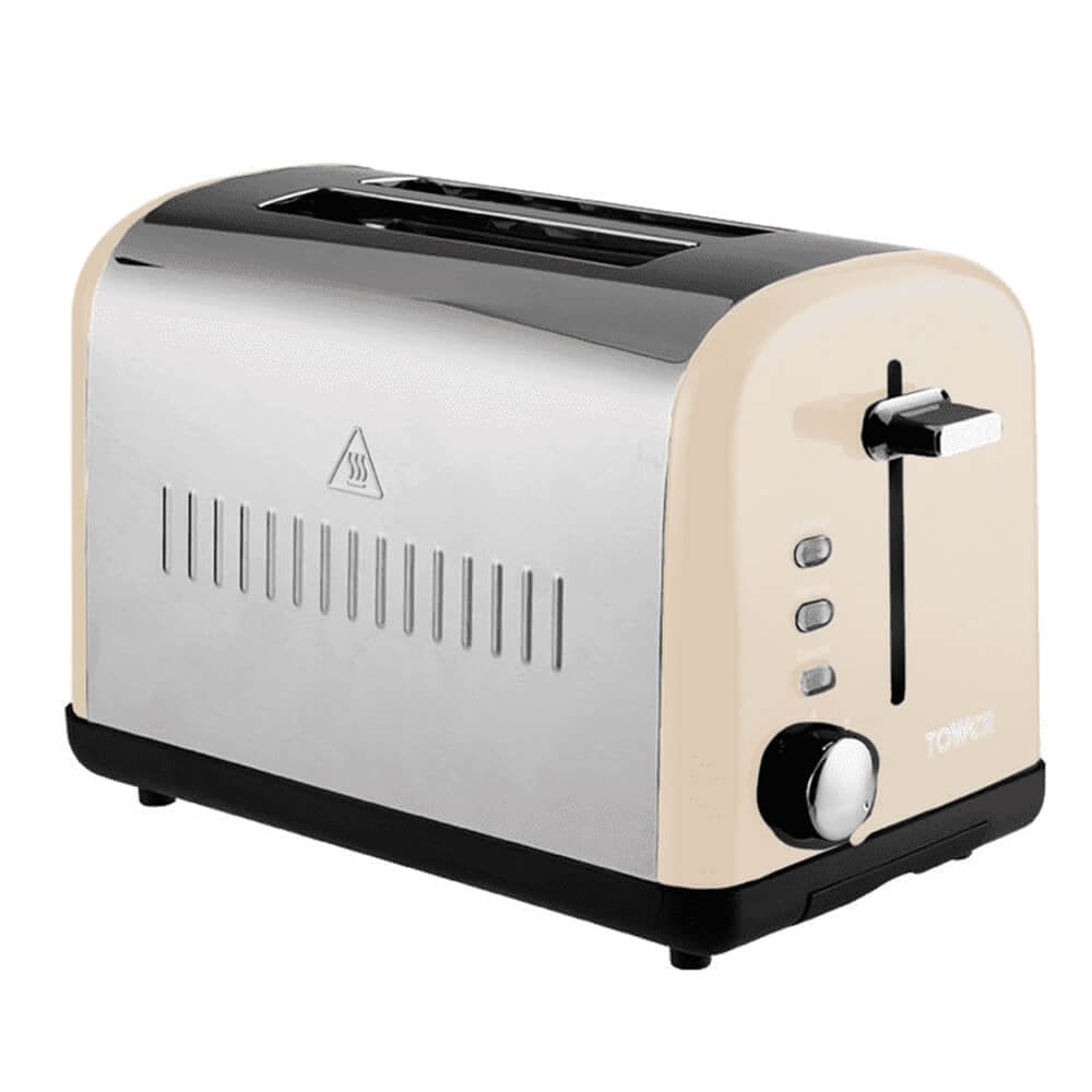 Tower 2 Slice Stainless Steel Toaster - Cream