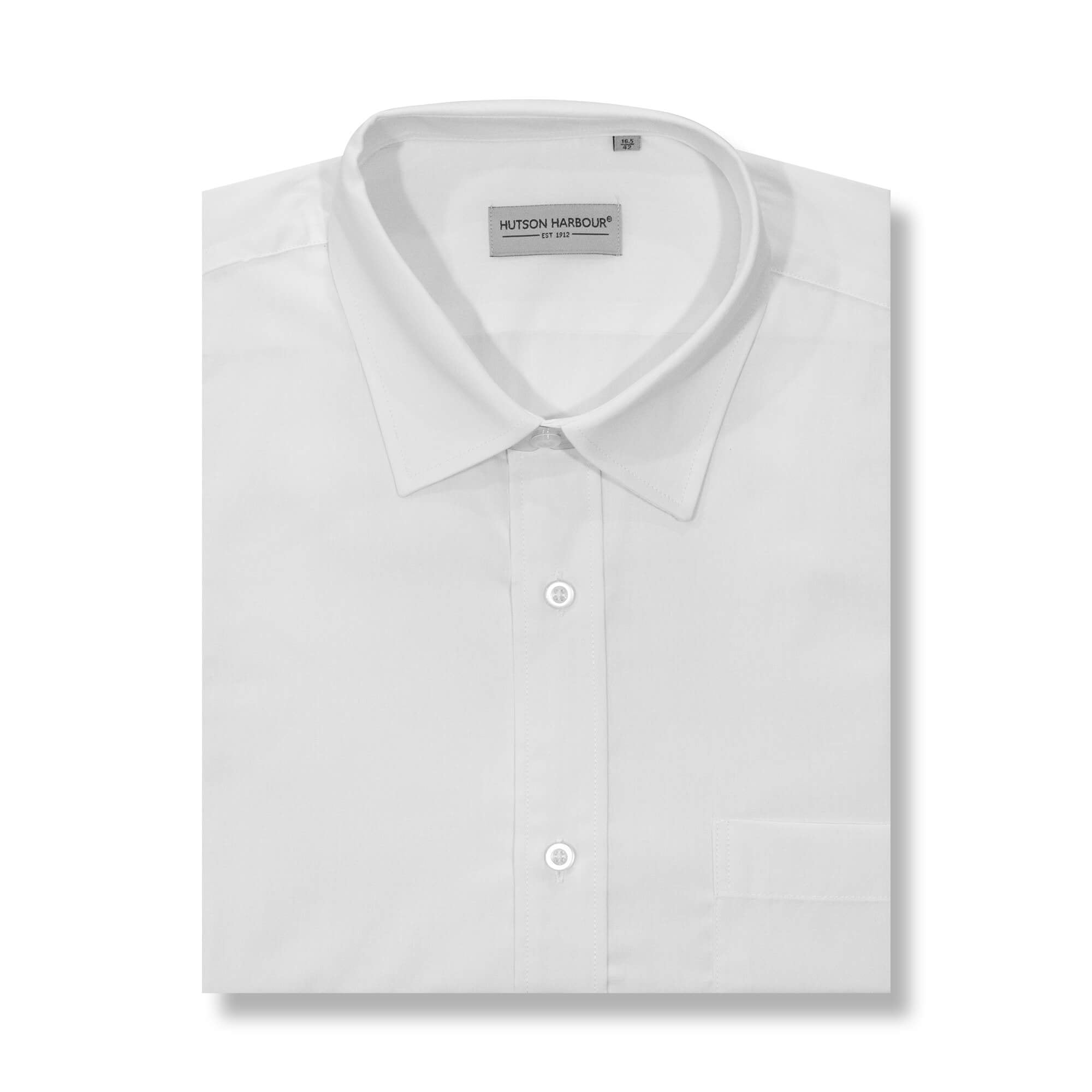 Hutson Harbour Short Sleeve Formal Plain Shirt- White - 16IN  | TJ Hughes