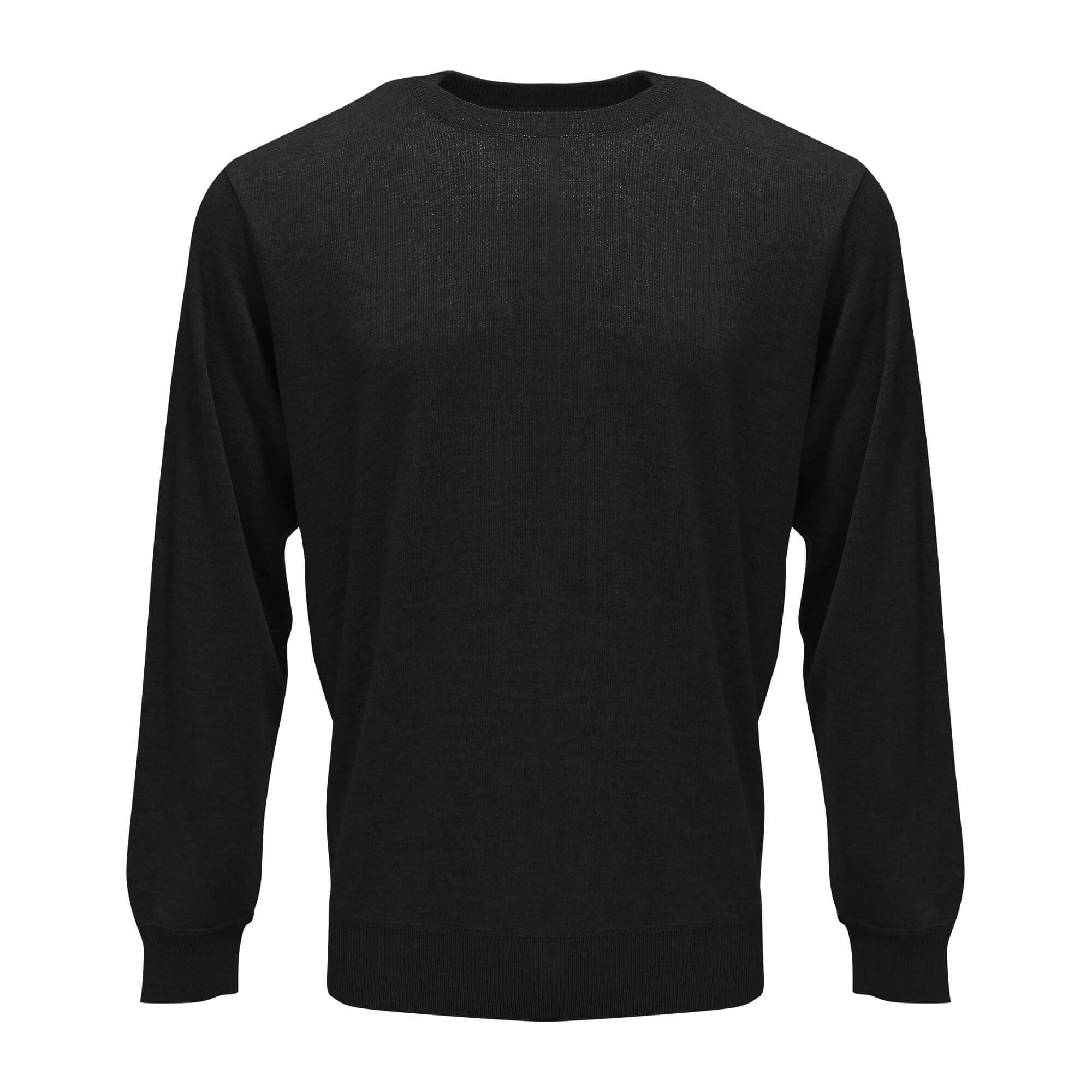 Men’s Hutson Harbour Plain Crew Neck Jumper - Black - Large  | TJ Hughes