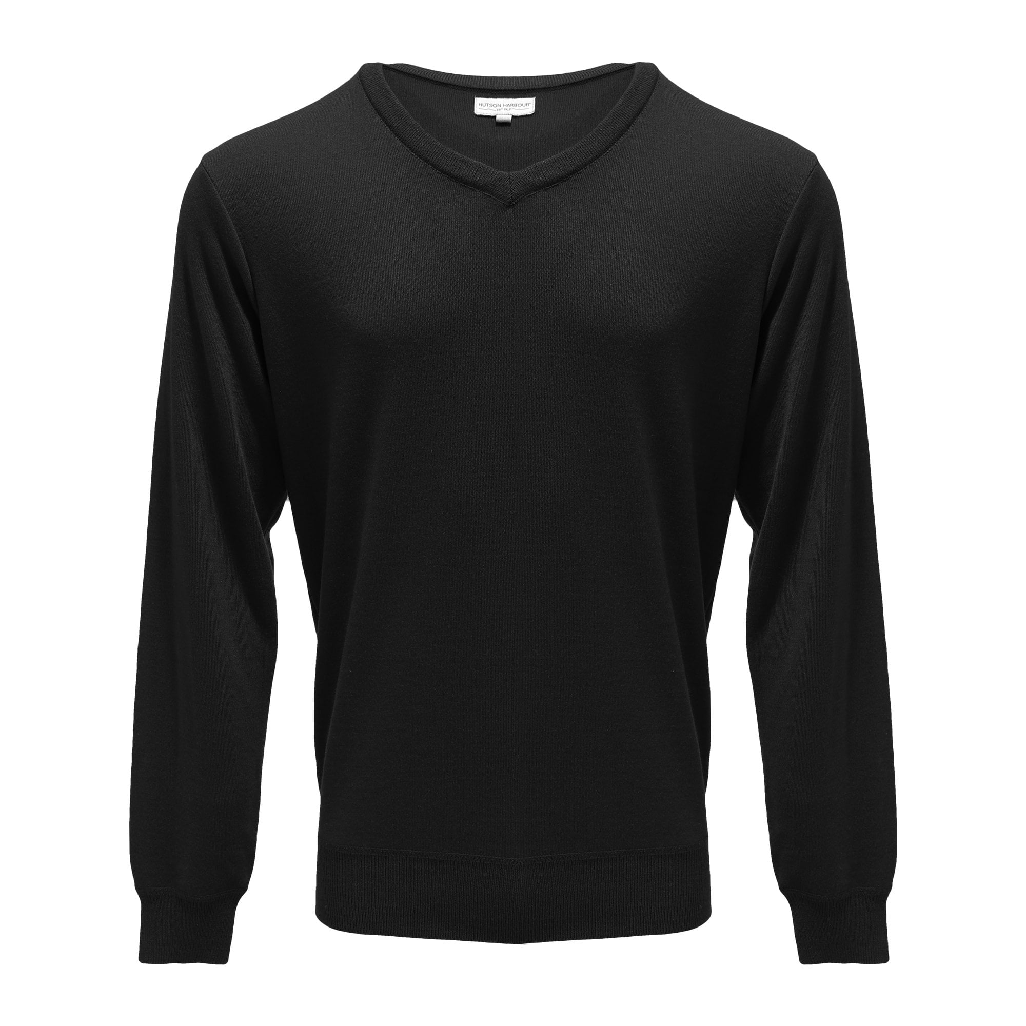 Men’s Hutson Harbour Plain V-Neck Jumper - Black - Large  | TJ Hughes