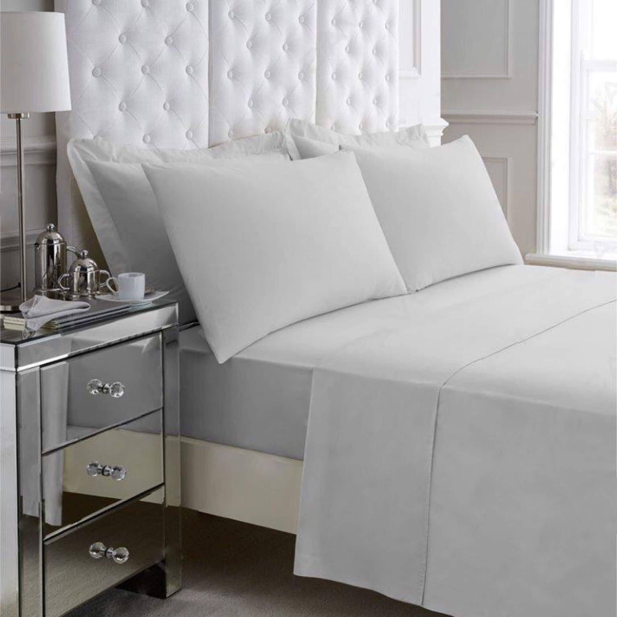 Non Iron Percale Bedding Sheet Range - Silver - King Fitted - TJ Hughes
