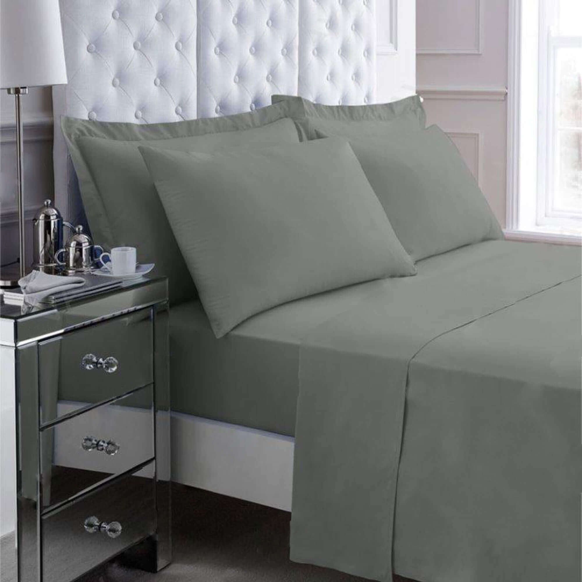 Non Iron Percale Bedding Sheet Range - Charcoal - Housewife Pillowcase Pair - TJ Hughes