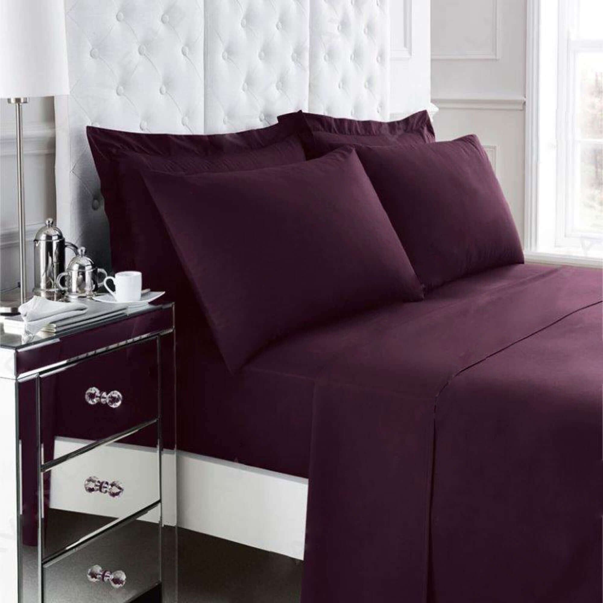 Non Iron Percale Sheets - Berry - King - TJ Hughes