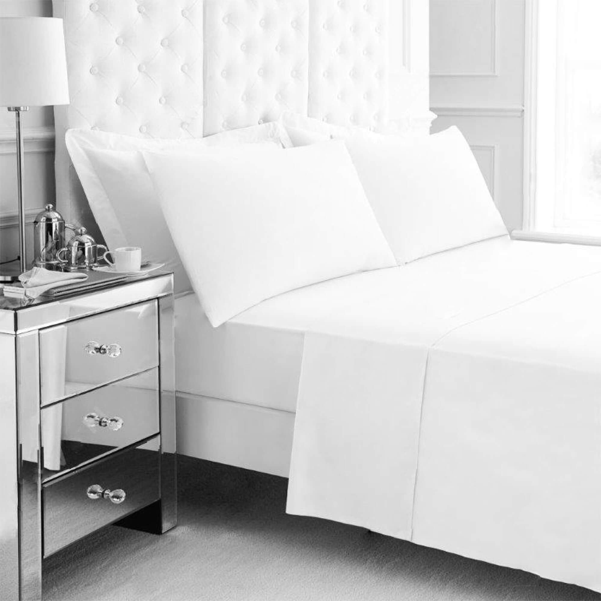 Non Iron Percale Bedding Sheet Range - White - King Fitted Valance - TJ Hughes