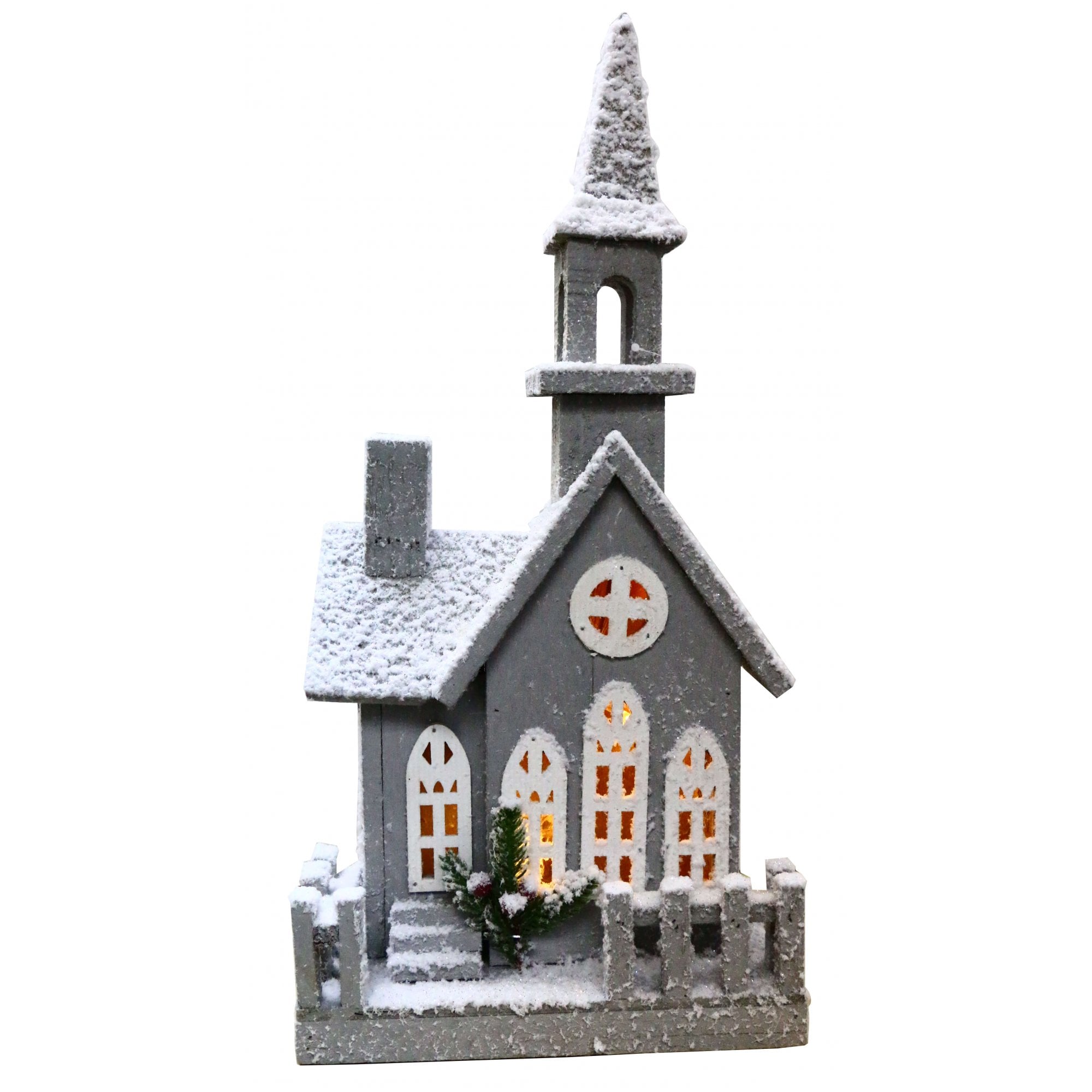 Christmas Sparkle Wooden House Silver with 10 Warm White Lights - TJ Hughes