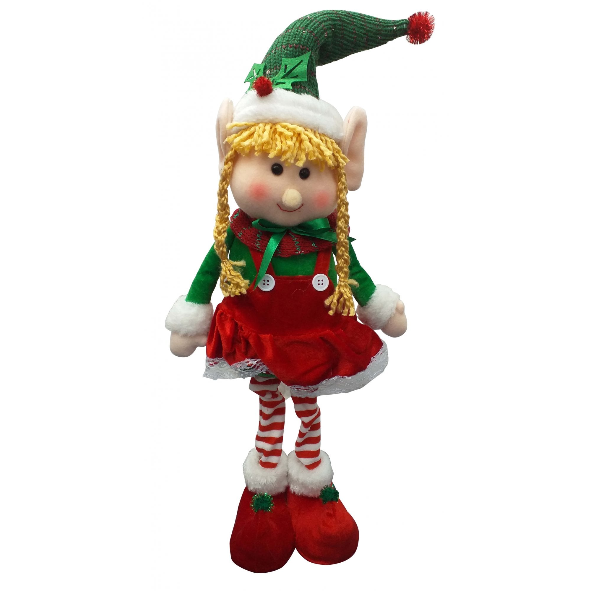 Christmas Sparkle Ethel Elf Standing with Extendable Legs Medium 26" in Red Green  | TJ Hughes