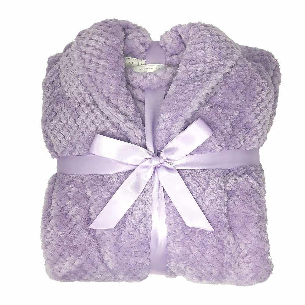 Ladies Lilac Honeycomb Fleece Dressing Gown - 16/18 - TJ Hughes Purple