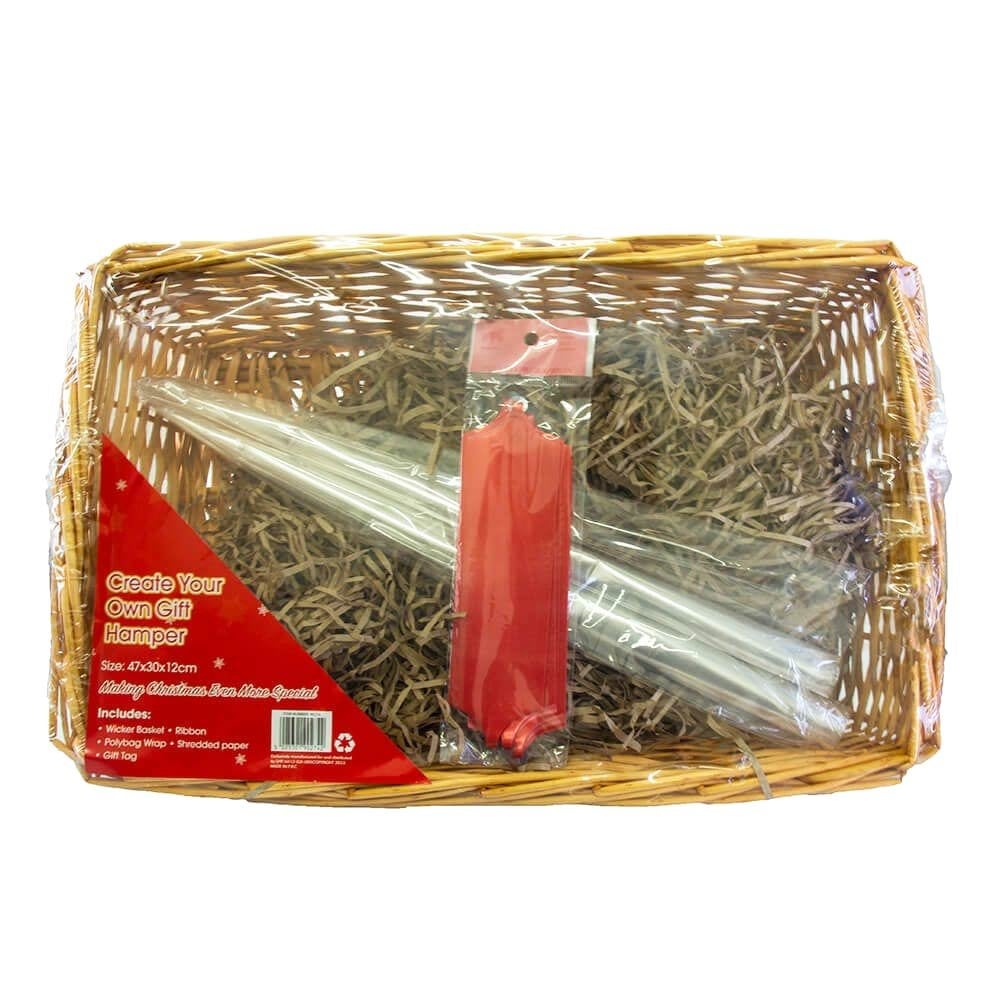 Make Your Own DIY Gift Hamper Basket Gift Wrap Bow Shredded Paper Cellophane - TJ Hughes
