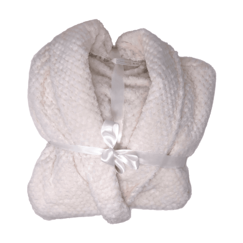 Ladies Ivory Honeycomb Fleece Dressing Gown - 12/14 - TJ Hughes White