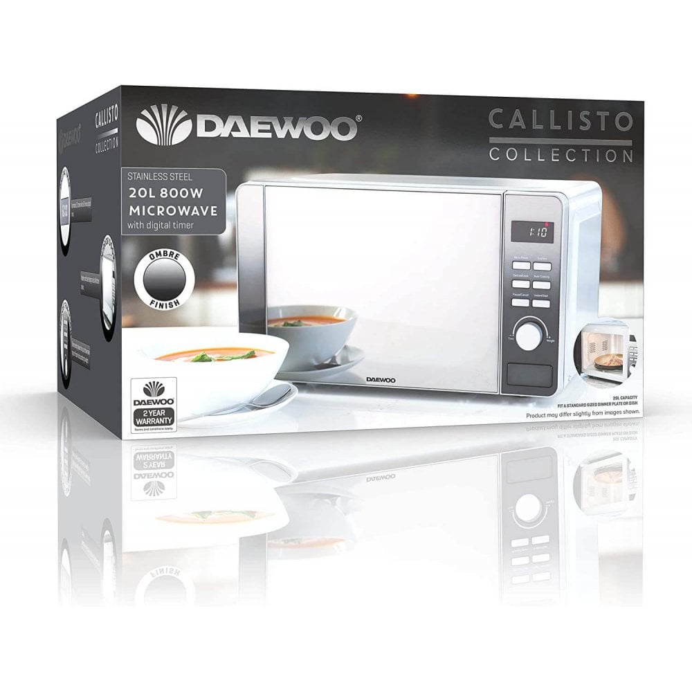 Daewoo Callisto 800W Digital Black Microwave - White