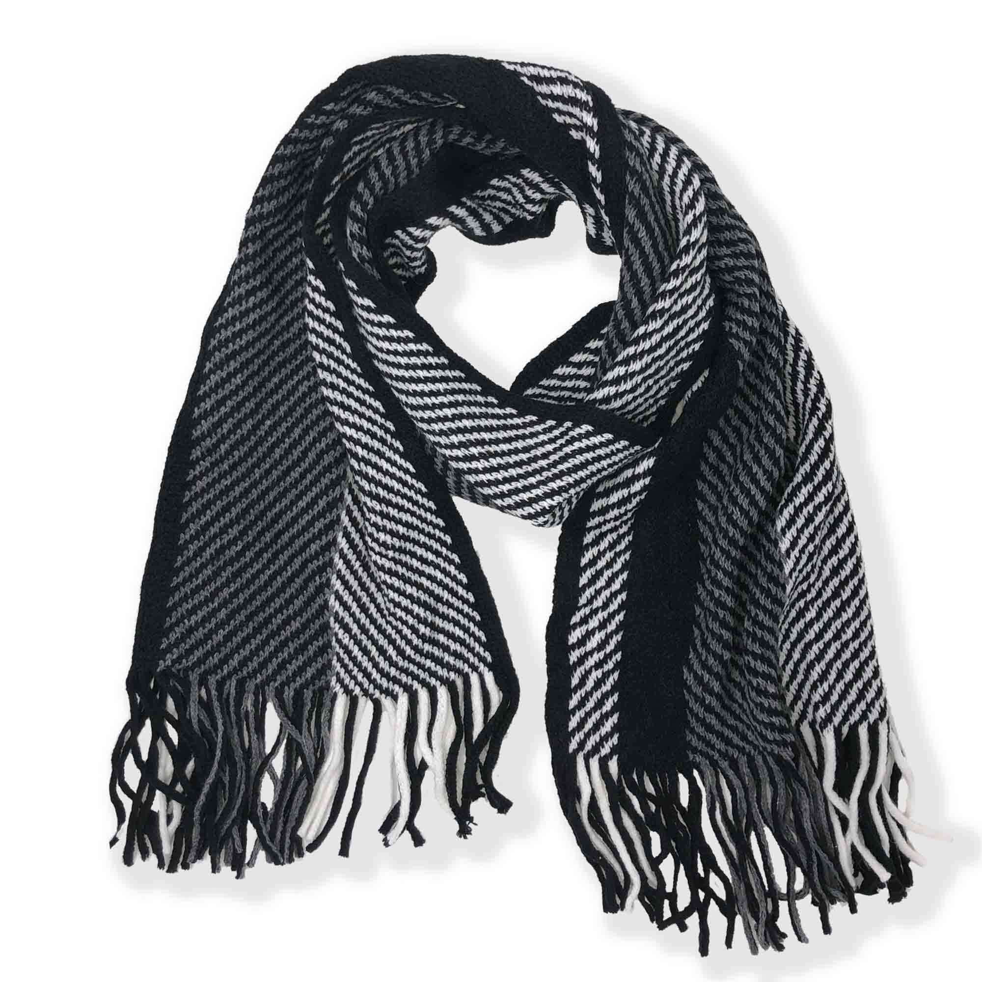 Mens Scarf - Monochrome - TJ Hughes Black