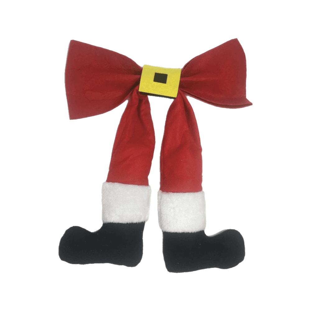 Large 48cm Plush Stuffed Santa Legs Bow Christmas Xmas Tree Topper Decoration - TJ Hughes