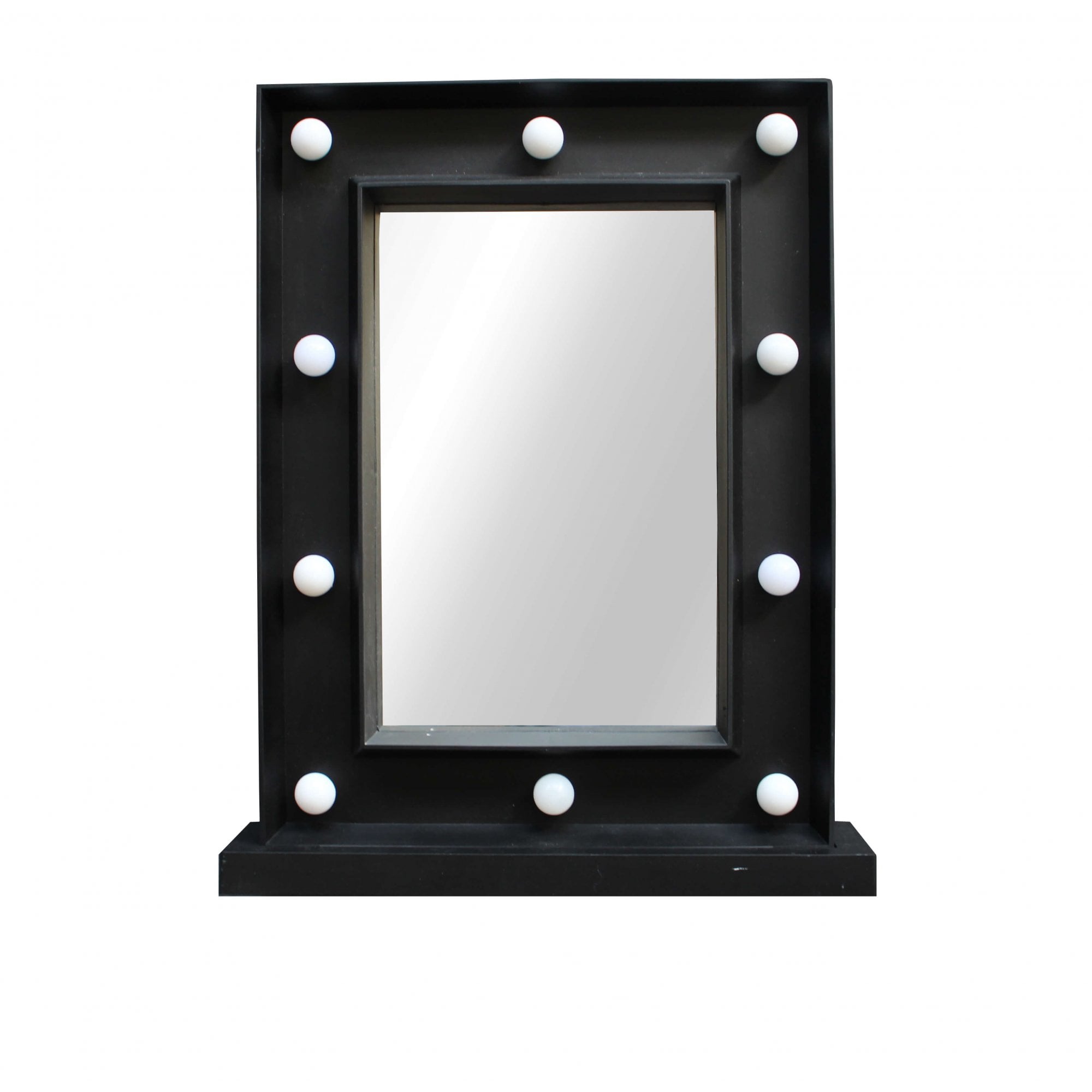 Hollywood LED Light Small Square Black Dressing Table Mirror 30 x 38cm - TJ Hughes