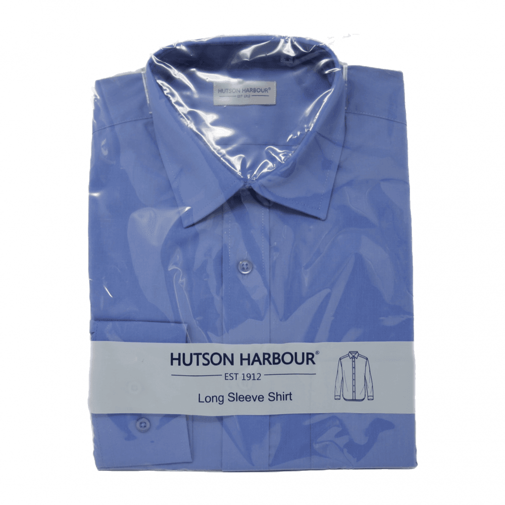 Hutson Harbour Long Sleeve Formal Plain Shirt - Blue - 15IN  | TJ Hughes