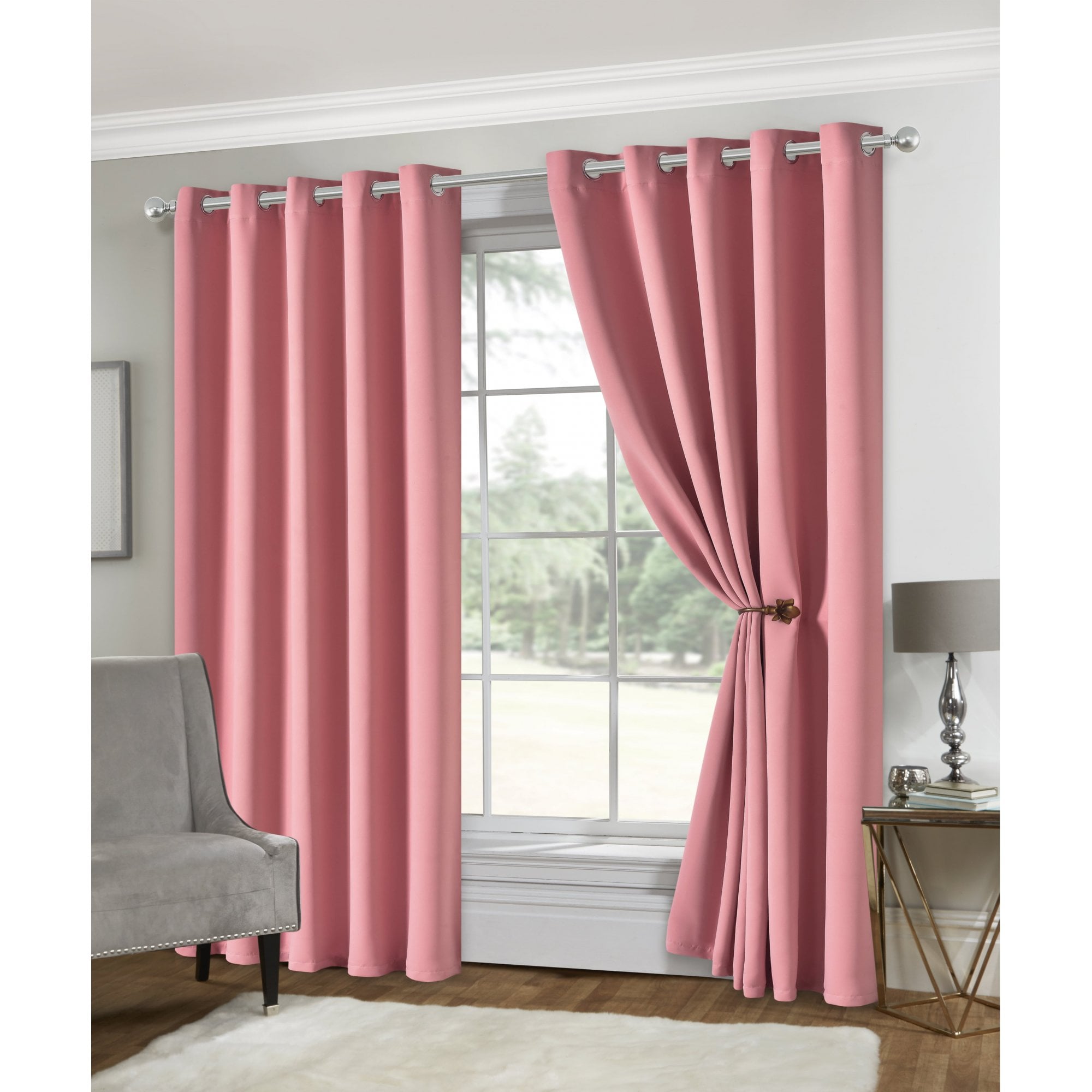 Lewis’s Eclipse Soft Touch Blackout Eyelet Curtains - Blush Pink - 167cm (66") X 229cm (90")  | TJ Hughes Black