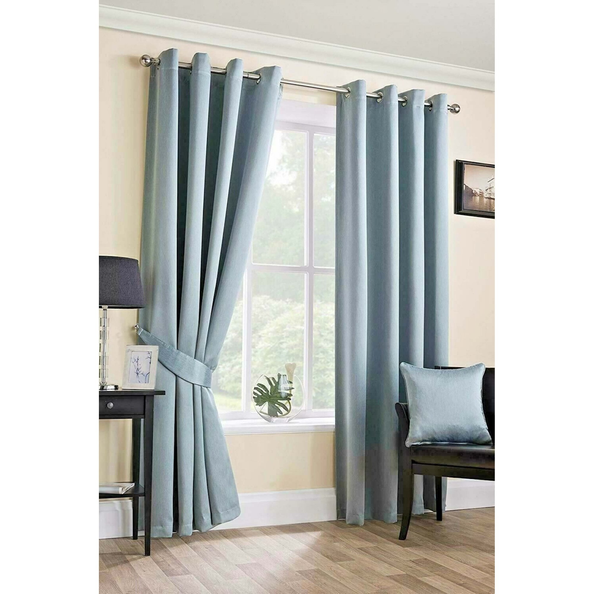 Lewis’s Twilight Blackout Eyelet Curtains - Duck Egg Blue - 117cm (46") X 183cm (72")  | TJ Hughes Black