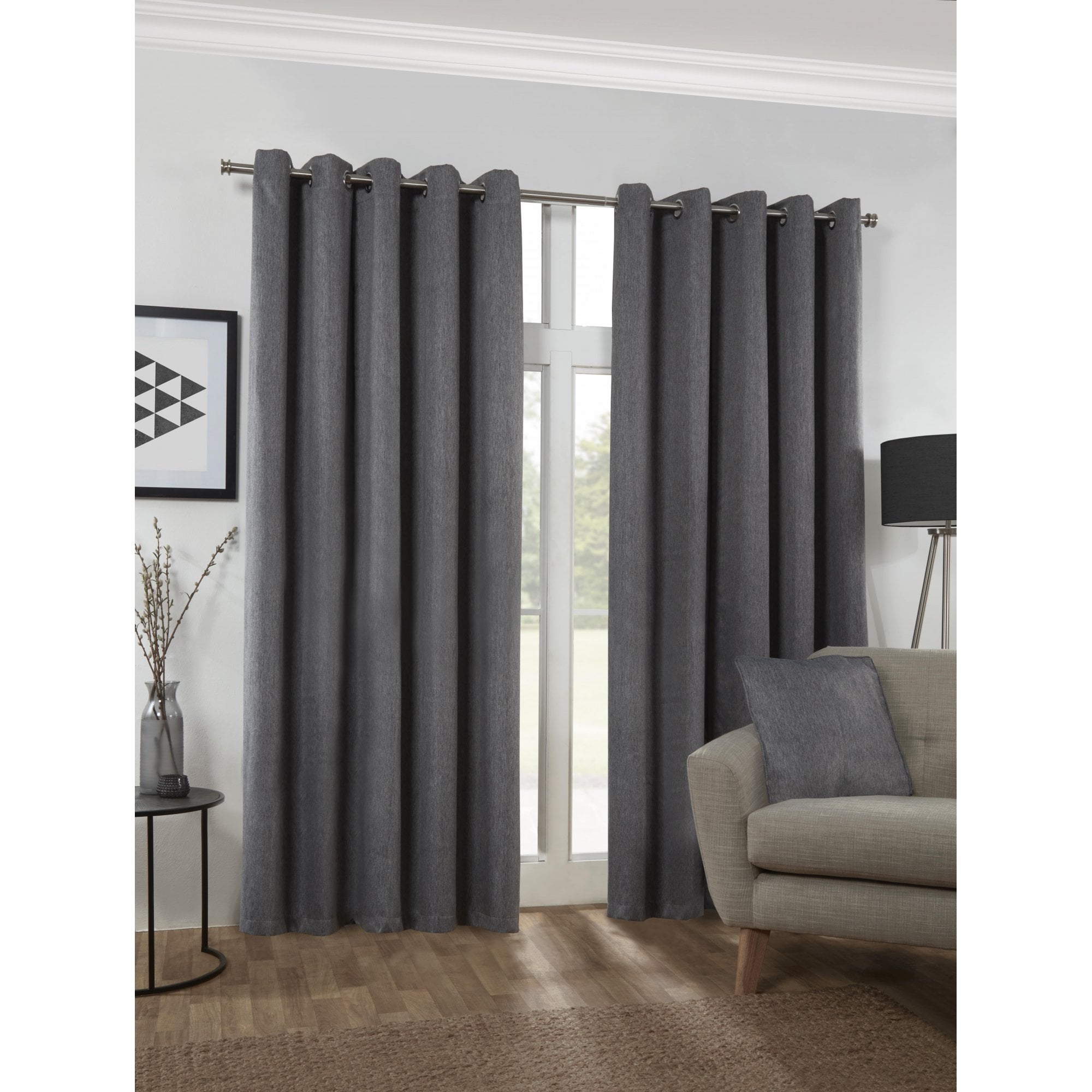 Twilight Eyelet Curtains - Blackout - Black - 117cm (46") X 137cm (54") - Lewis’s  | TJ Hughes