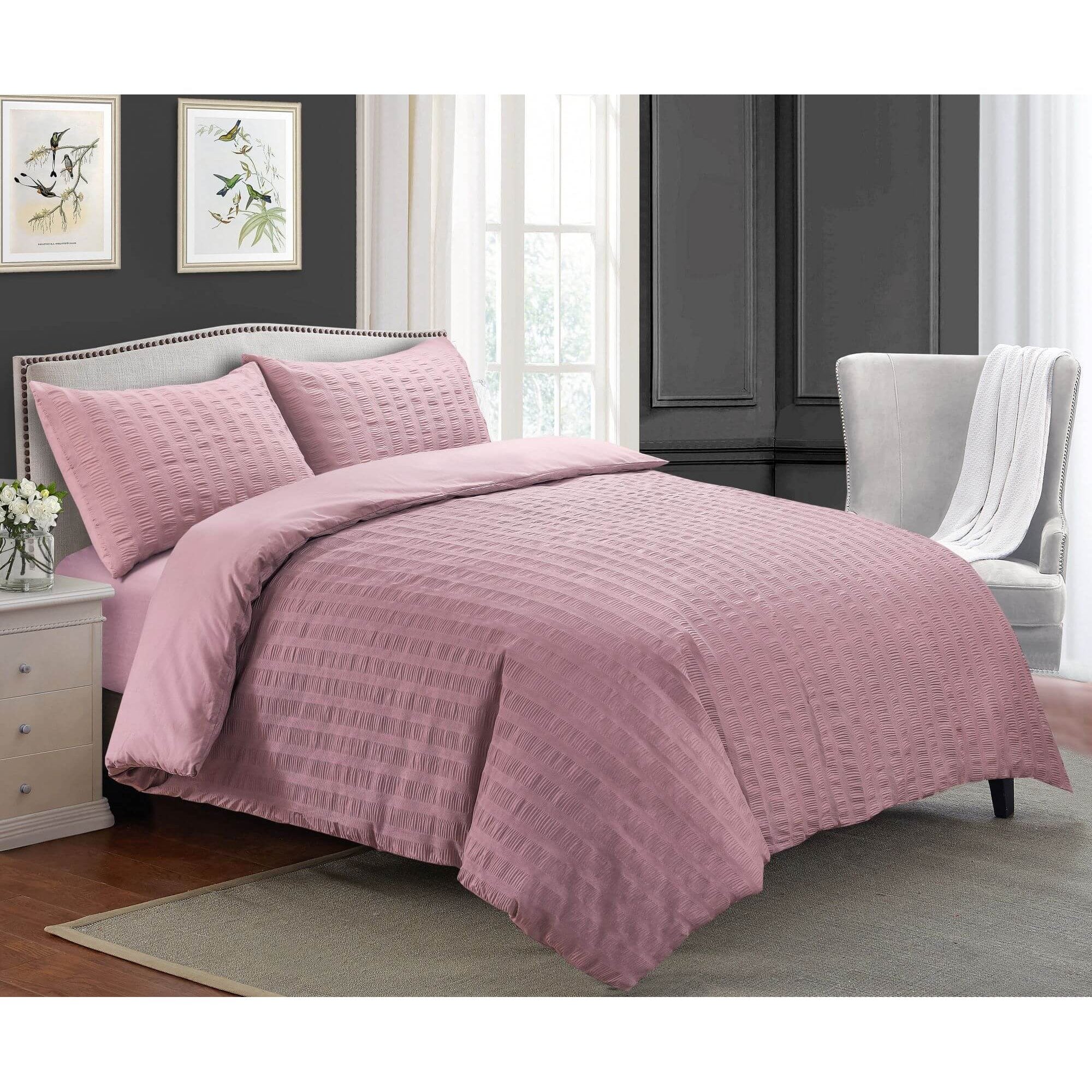 Image of 'Seersucker' Textured Cotton Blend Duvet Cover Set